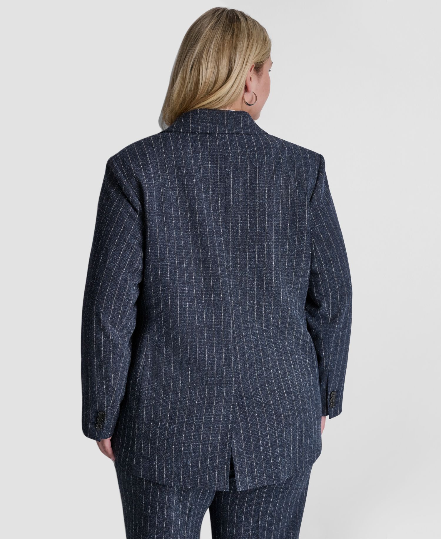 Plus Size Mid-Rise Pinstripe Pleated Trouser