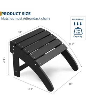 HDPE Adirondack Ottoman Foot Rest, Weather Resistant Outdoor Footstool for Adirondack Chair