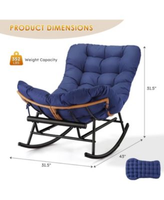 2PCS Papasan Rocking Chair with Foot Rest, Oversized Papasan Chair with Thick Removable Cushion and Metal Frame