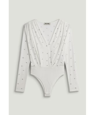 Women's Embellished V-Neck Long-Sleeve Bodysuit