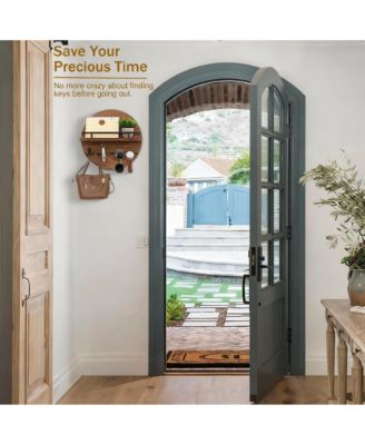 Home Decor，wall Decorative Key & Mail Holder with Hooks, Shelf, and Organizer