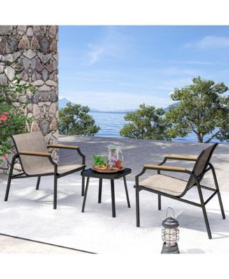 3-Piece Patio Seating Set with Breathable Fabric and Armrests