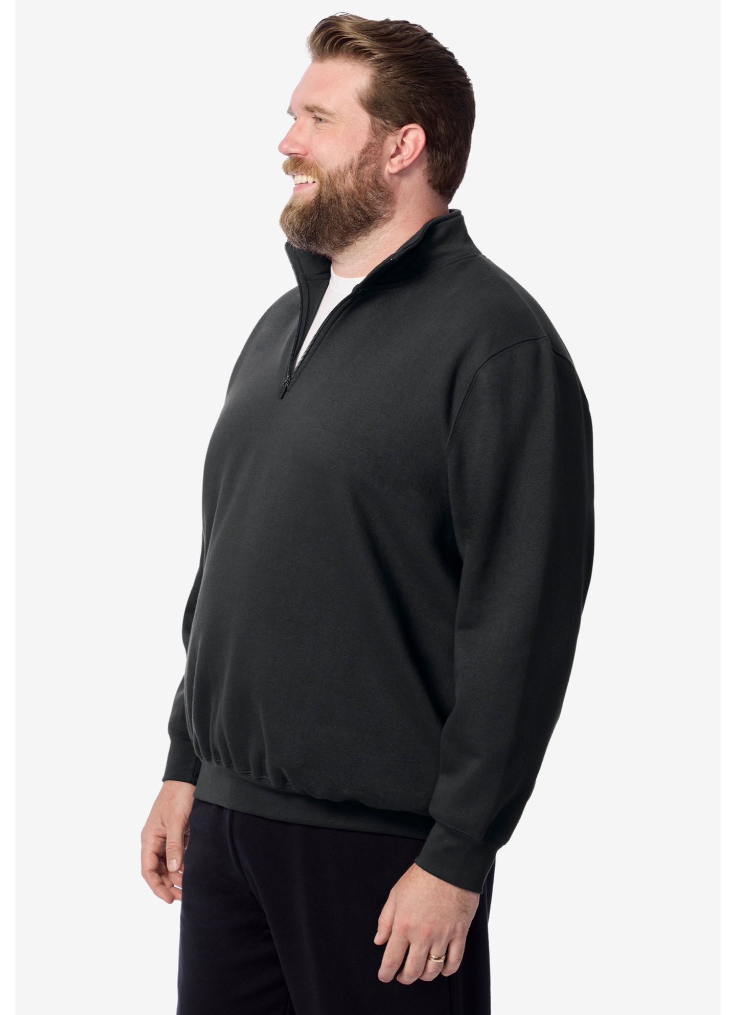 Мужской свитшот KingSize Fleece 1/4 Zip, цвет: Чёрный — фото 3