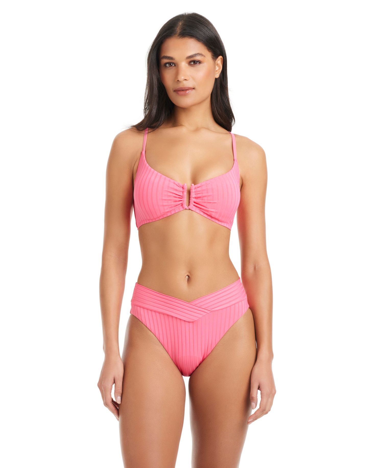 Women's Refresh Ribbed Tie-Back Underwire Bikini Top and Moderate-Coverage Swim Bottoms