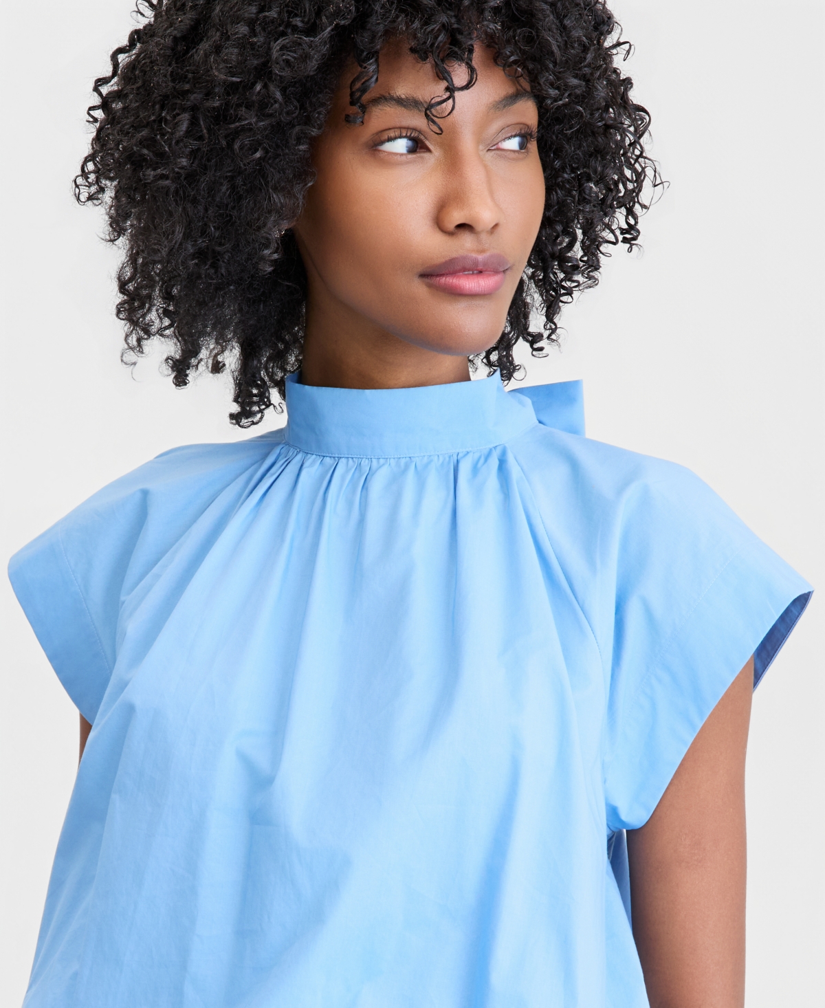 On 34th Women's Cotton High-Neck Bubble Top, Macy's Exclusive