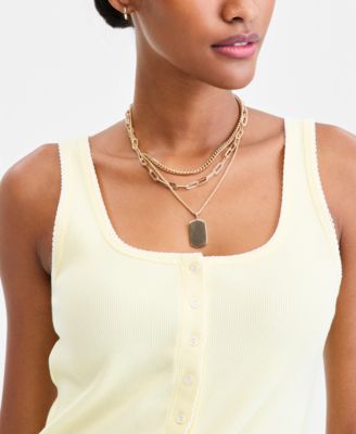 Women's Button-Down Contrast-Stitch Rib Tank Top
