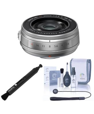 XF R WR Lens, Silver, Bundle with Complete Optics Care and Cleaning Kit, Lens Cleaner and Lens Cap Tether