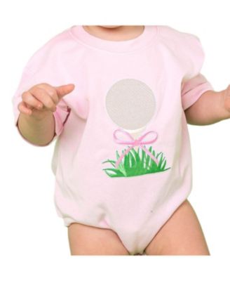 Baby Girls Golf Tee Bow Patch Short Sleeve Romper