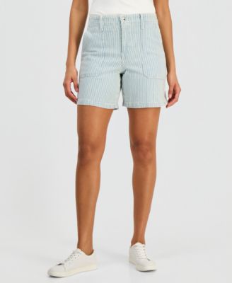 Women's High-Rise Utility Pocket Denim Shorts