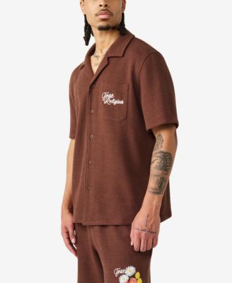 Men's Short-Sleeve Blooms Knit Camp Shirt