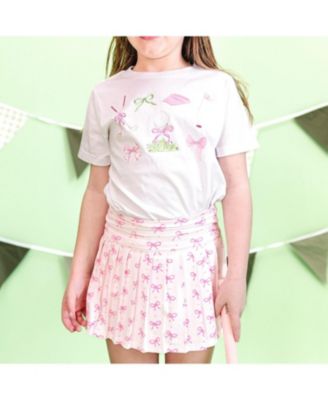 Big Girls Pink Bow Athletic Skort