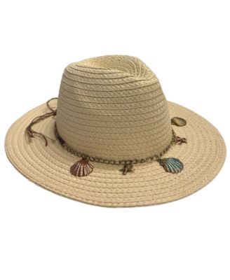 Straw Shell Trim Panama Hat
