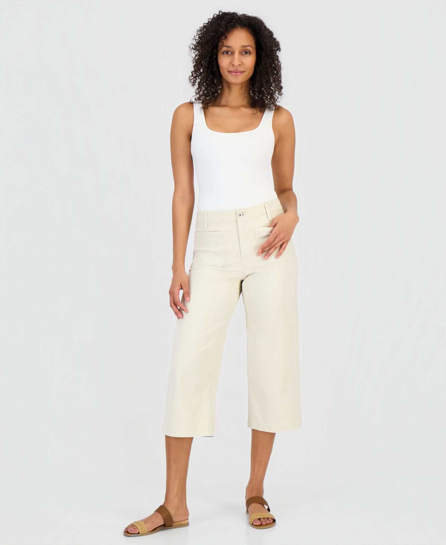 Petite Cropped High-Rise Wide-Leg Jeans