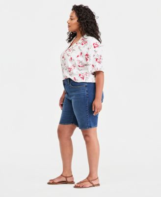 Plus Size Mid-Rise Shaping Bermuda Shorts