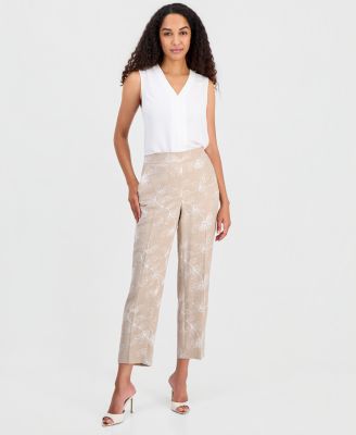 Women's High-Rise Embroidered Pants, Regular & Petite