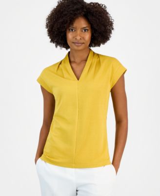 Petite V-Neck Pull-On Blouse