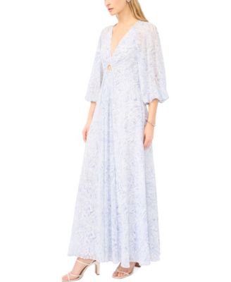 Women's Balloon-Sleeve Twist-Front Maxi Dress