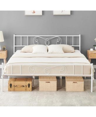 Bed Frame Platform with Headboard and Footboard Metal Bed Mattress Foundation with Storage No Box Spring Needed