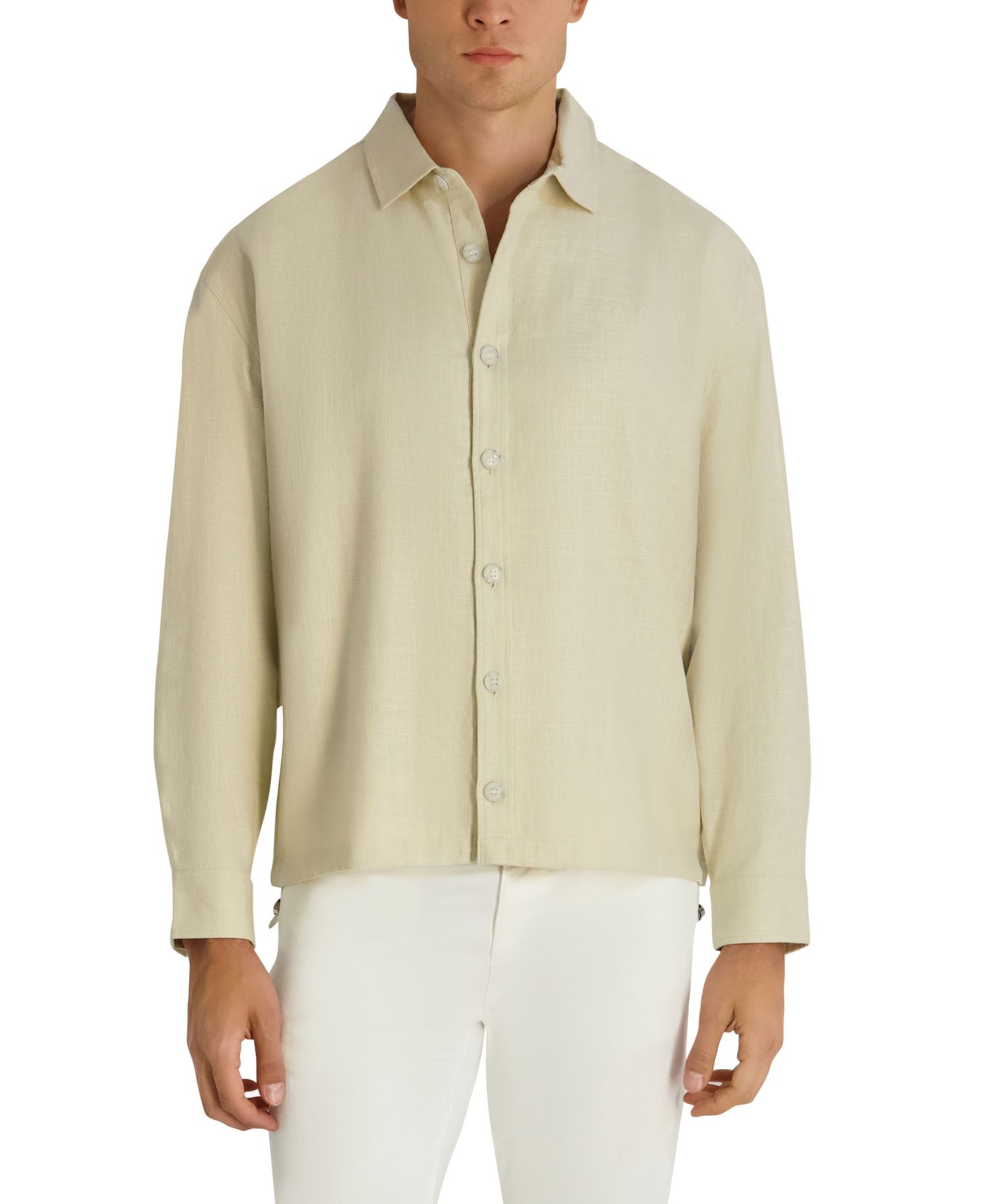 Men's Relaxed-Fit Linen-Blend Shirt Jacket
