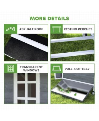 43" Chicken Coop with Wheels, Chicken Tractor for 2-4 Hens, Rabbits