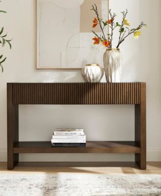 Manzanita 48" Solid Wood Wide Rectangular Fluted Console Table