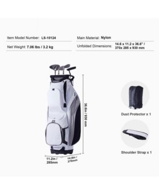 Golf Cart Bag, 14-Way Divider Top, 36", 13 Pockets, Premium Nylon, Handles, Dust Cover & Detachable Straps.