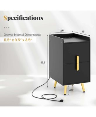 Nightstand with Charging Station Home Bedside Sofa Side Tables