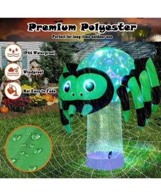 6 ft Halloween Inflatable Spider Pre-Lit Floating Spider Decoration w/ 3-Color Rotating Light Blow up Decoration w/ Stakes & Water Bags