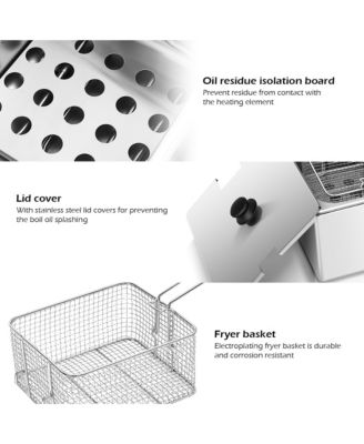 3400W Electric Countertop Deep Fryer Dual Tank Home Steel
