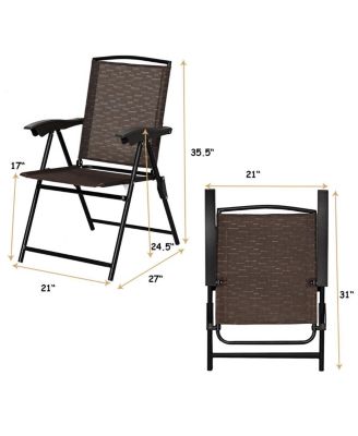 5PC Bistro Outdoor Patio Furniture Set Glass Table W/4 Folding Adjustable Chairs