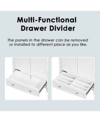 Bathroom Vanity with Ceramic Sink, Adjustable Shelf, Multi-Functional Storage, Solid Wood & MDF