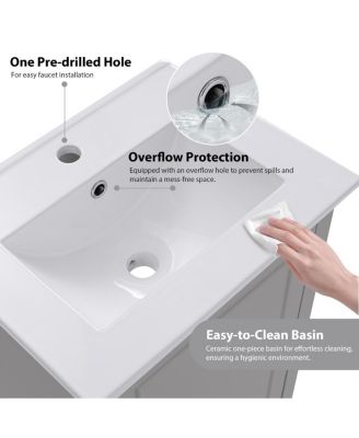 Small Bathroom Vanity Cabinet with Ceramic Sink, Soft Close Door & Ample Storage for Compact Spaces