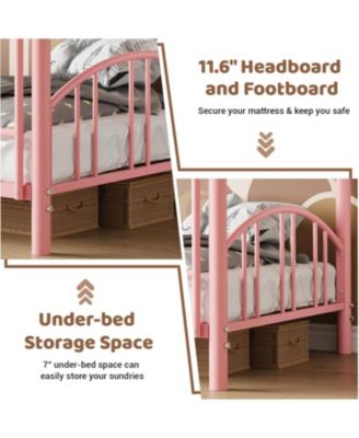 Metal Bunk Bed Twin Over Twin Heavy Duty Arched Guardrail Safety Ladder Steel No Box Spring Space