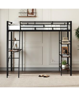 Twin-Size Loft Bed with Desk, Shelves, and Study Space