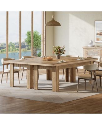 79 Inch Wood Dining Table for 6-8 People, Extra Long Kitchen Table