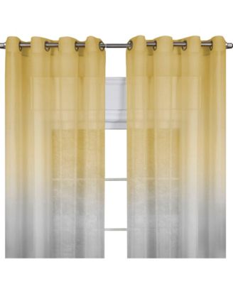 Tropical Living Semi Matte Sheer Ombre Chic Grommet Top Window Curtains - 52 in. W x 84 in. L