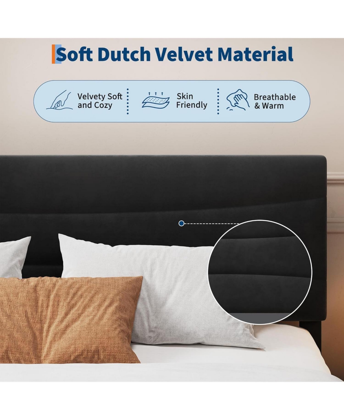 gaomon Queen Size Bed Frame Velvet Upholstered Platform Bed Frame No Box Spring Needed with Under-Bed Storage and Strong Wood Slats Support