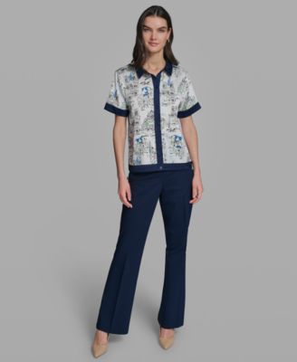 Petite Short-Sleeve Collared Shirt