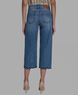 Petite Scalloped Button Mid-Rise Jeans