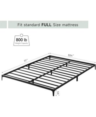 6 Inch Low Bed Frame with Steel Slat Support, Low Profile Full Metal Platform Bed Frame No Box Spring Needed, Mattress Foundation