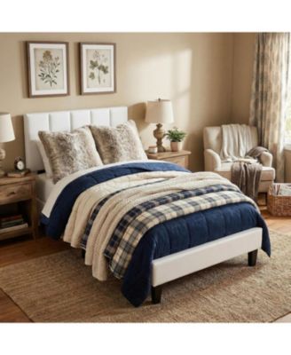 Bed Frame Twin Size with Adjustable Height Vertical Channel Tufted Headboard, Upholstered Platform Bed Frame with Sturdy Wooden Slats Support