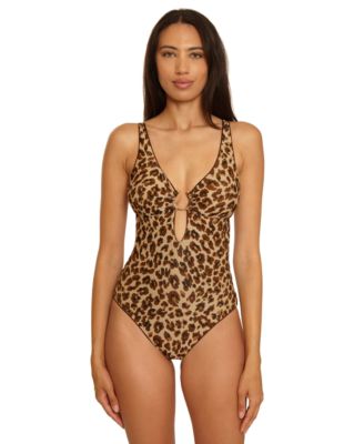Women's Safari Leopard Tatum Ring One-Piece Swimsuit