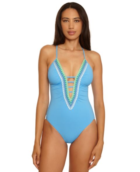 Женские купальники Becca Women's Fiesta Basket Weave Trim One-Piece Swimsuit