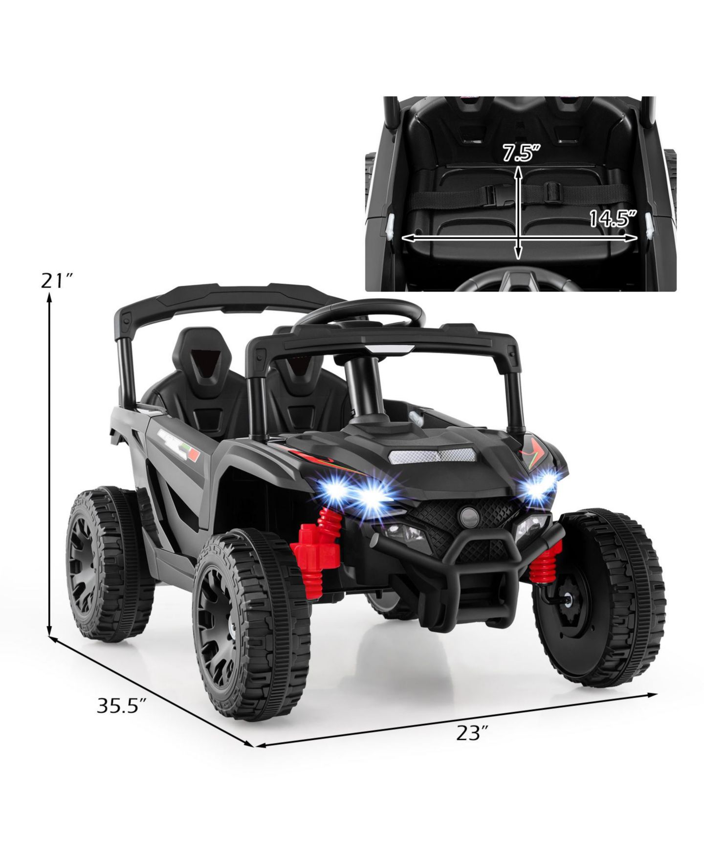 Детская игрушка Slickblue Electric 12V Kids Remote Control Ride-On Car UTV, 2-Seat, от 3 лет, цвет: Чёрный — фото 2