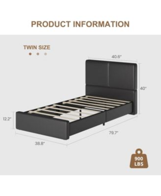 Upholstered Platform Bed Frame with 2 Storage Drawers, Faux Leather Low Profile Bed Base with Wood Slat Support, No Box Spring Needed.