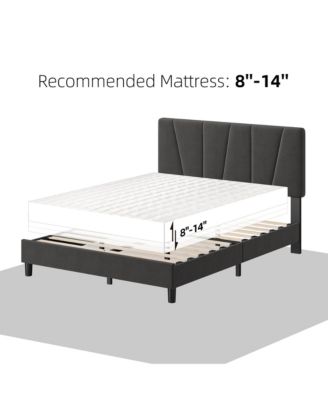 Full Bed Frame with Headboard- Strong Wood Slats Easy Assembly No Box Spring Needed