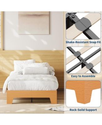 Platform Bed Frame with Underbed Storage Clearance-Wood and Metal Slat Support-No Headboard-No Box Spring Needed