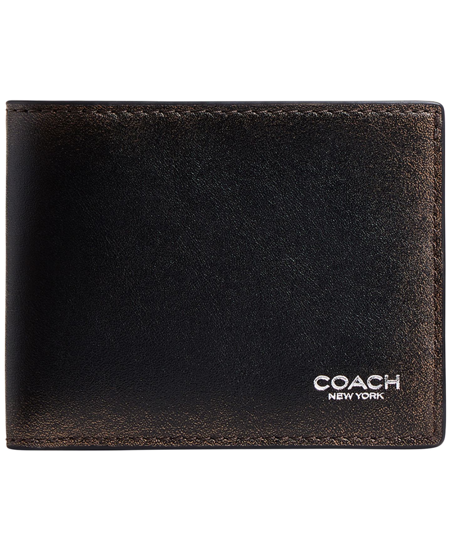 Мужской кошелёк Coach Slim Bifold Wallet, цвет: Чёрный / Рыжевато-коричневый — фото 1