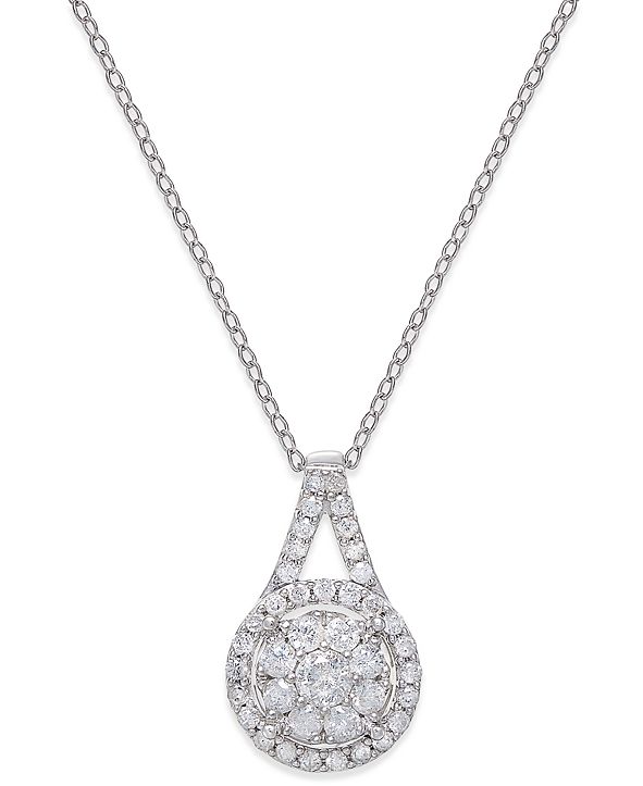 Macy's Diamond Pendant 18" Necklace (1/2 ct. t.w.) in Sterling Silver