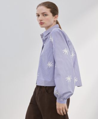 Women's Embroidery Striped Shirt